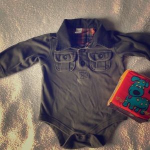 Boys olive green onsie romper